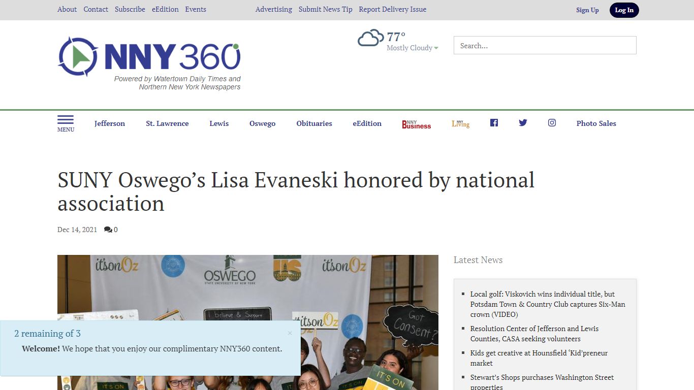 SUNY Oswego’s Lisa Evaneski honored by national ...